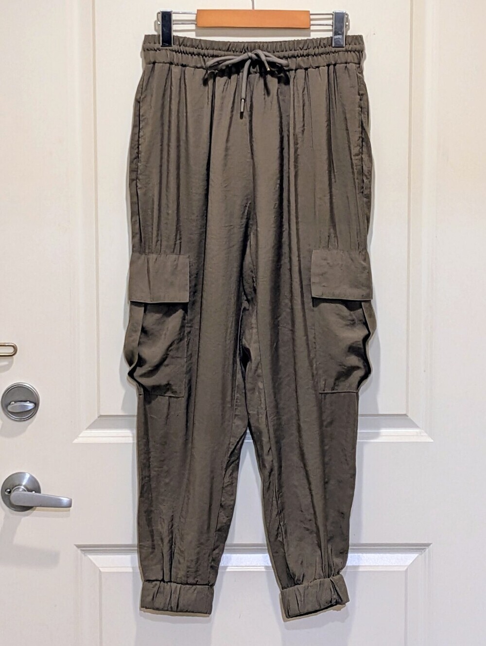 GUC Zara S Army Green Modal Drawstring Waist Cargo Carrot Pants